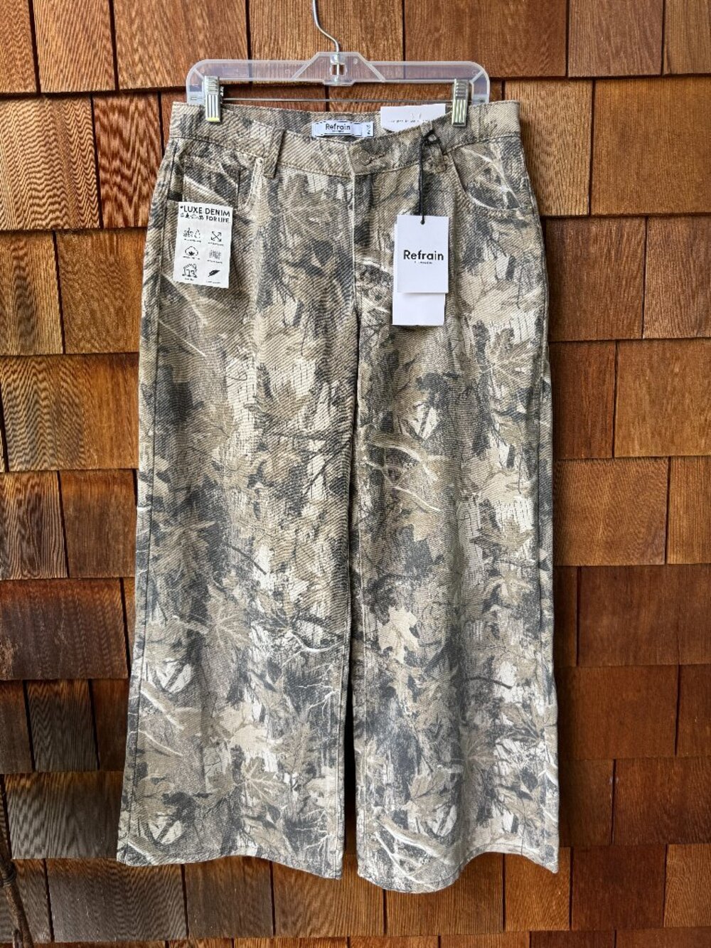 NWT Refrain los angeles Camouflage Printed Wide Leg Pants Jeans Size 9/29